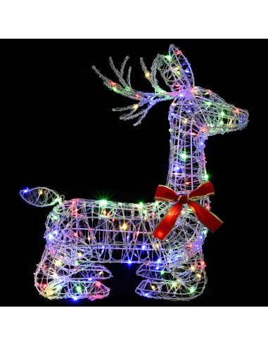 Renna di Natale 3D LOVIISA 140 LED Multicolore 55 x 22 x 63 cm