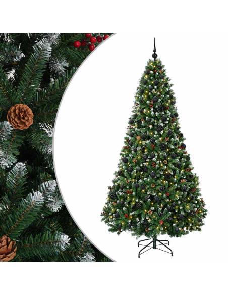 Albero di Natale artificiale verde con palline 240 cm 300 LED