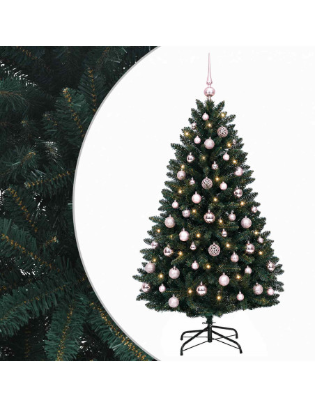 Albero di Natale artificiale verde scuro con palline 150 cm