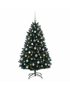 Albero di Natale artificiale verde scuro con palline 150 cm 2