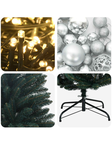 Albero di Natale artificiale verde scuro con palline 150 cm