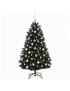 Albero di Natale artificiale verde scuro con palline 150 cm 2