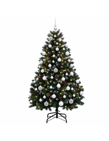 Albero di Natale artificiale verde con palline 150 cm 150 LED