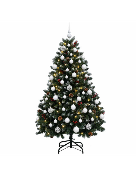 Albero di Natale artificiale verde con palline 150 cm 150 LED