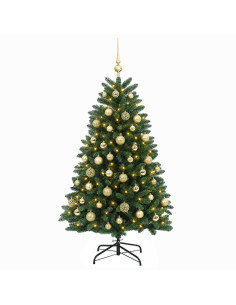Albero di Natale artificiale verde medio con palline 150 cm 2