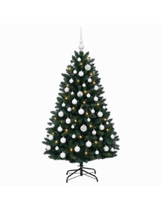 Albero di Natale artificiale verde scuro con palline 150 cm 2