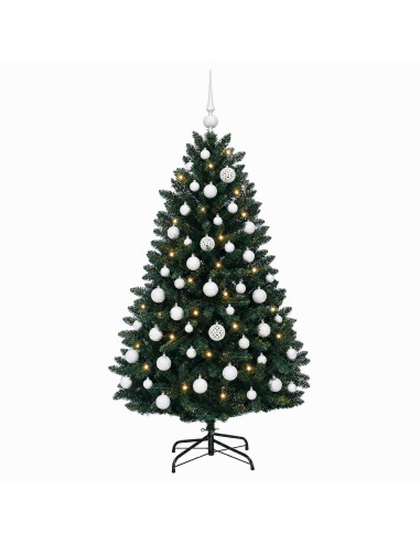 Albero di Natale artificiale verde scuro con palline 150 cm