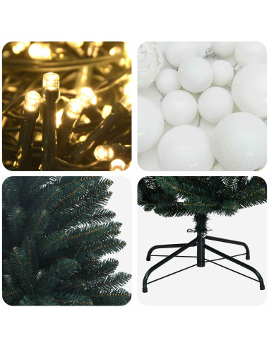 Albero di Natale artificiale verde scuro con palline 150 cm