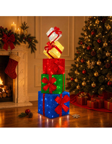 Confezione regalo decorazione natalizia 5 pz 125 LED