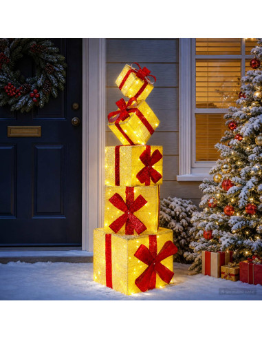 Confezione regalo decorazione natalizia 5 pz 125 LED