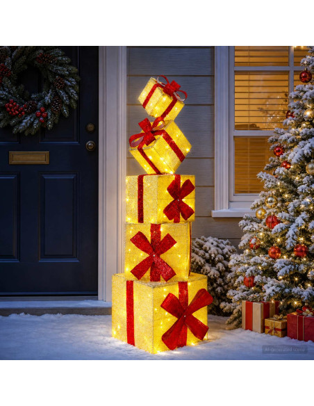 Confezione regalo decorazione natalizia 5 pz 125 LED