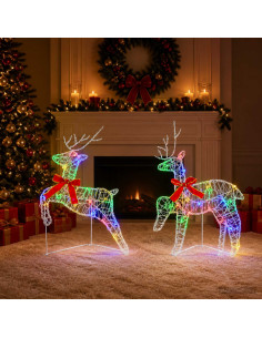 Renna di Natale 2 pz 40 LED Multicolore 43 x 19 x 65 cm