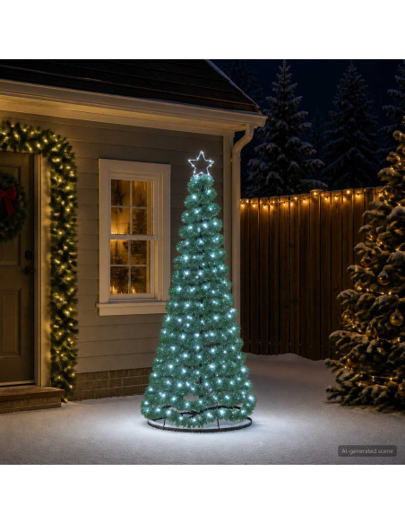Albero di Natale in tinsel con luci LED e base EKENAS 180 cm