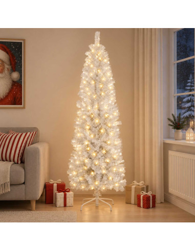 Albero di Natale Artificiale Sottile 240 cm 300 LED