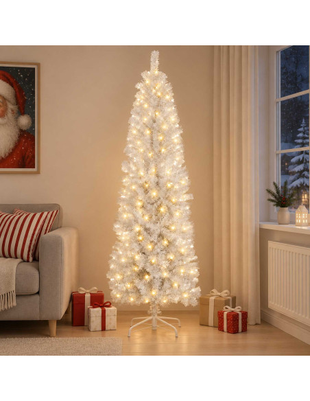 Albero di Natale Artificiale Sottile 240 cm 300 LED
