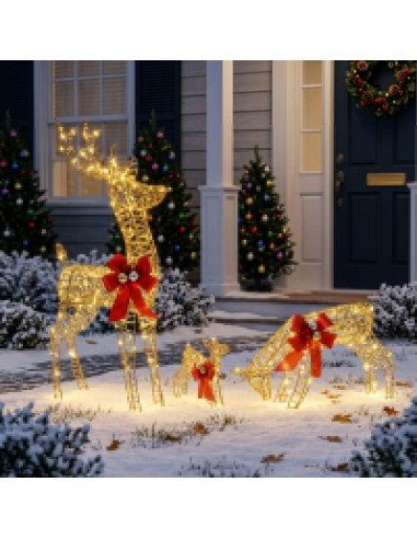 Decorazione natalizia famiglia di renne 3 pz 200 LED