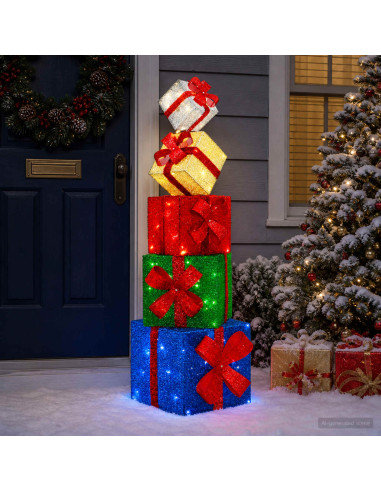 Confezione regalo decorazione natalizia 5 pz 125 LED