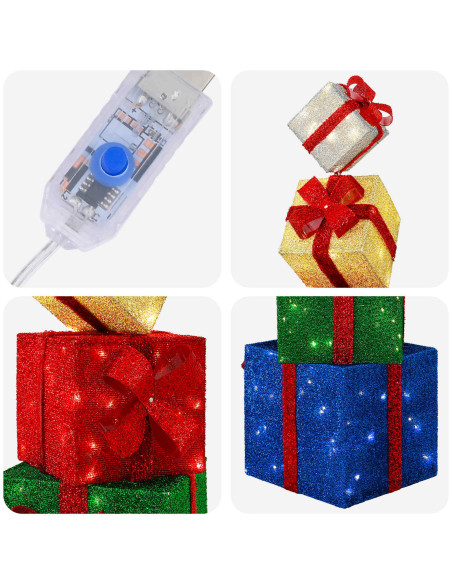 Confezione regalo decorazione natalizia 5 pz 125 LED
