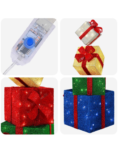 Confezione regalo decorazione natalizia 5 pz 125 LED