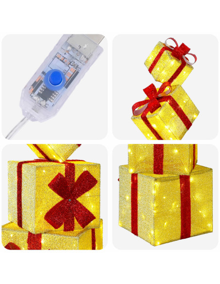 Confezione regalo decorazione natalizia 5 pz 125 LED