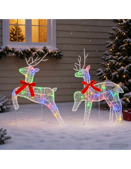 Renna di Natale 2 pz 40 LED Multicolore 43 x 19 x 65 cm