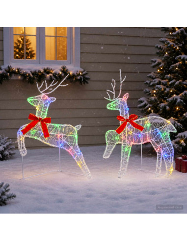 Renna di Natale 2 pz 40 LED Multicolore 43 x 19 x 65 cm