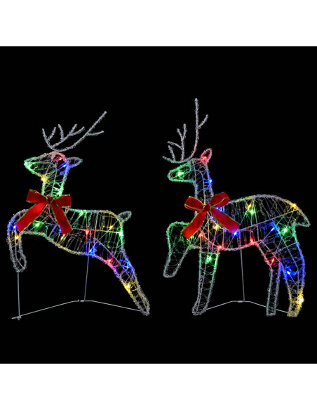 Renna di Natale 2 pz 40 LED Multicolore 43 x 19 x 65 cm