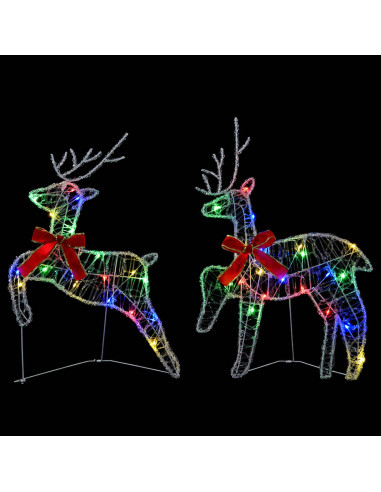 Renna di Natale 2 pz 40 LED Multicolore 43 x 19 x 65 cm