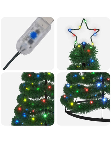 Albero di Natale in tinsel con luci LED e base EKENAS 180 cm