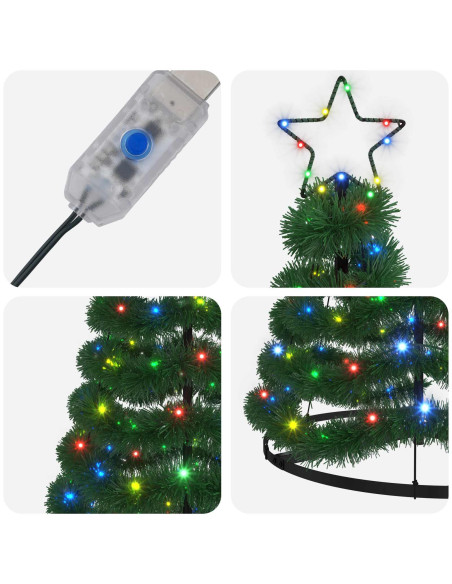 Albero di Natale in tinsel con luci LED e base EKENAS 180 cm