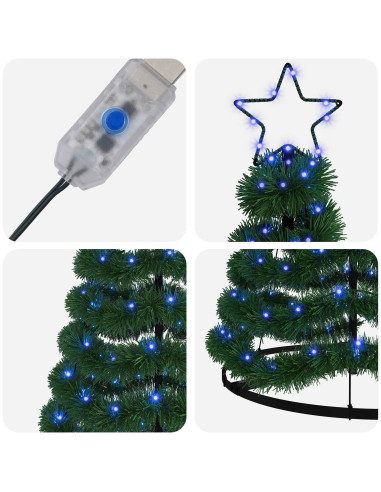 Albero di Natale in tinsel con luci LED e base EKENAS 180 cm