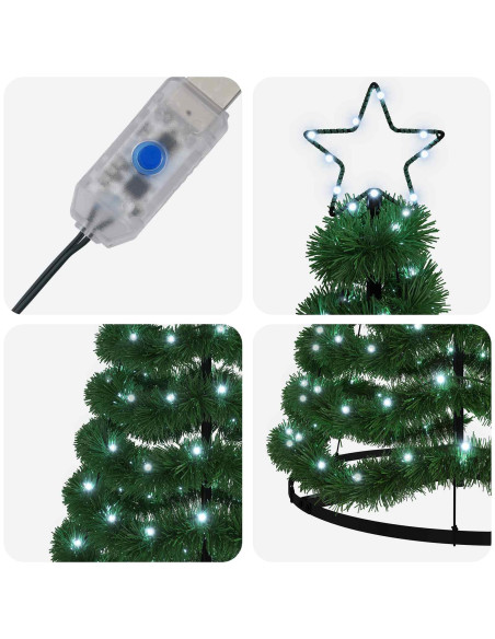 Albero di Natale in tinsel con luci LED e base EKENAS 180 cm