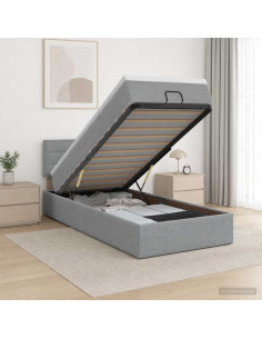 Letto Ottomano con Materasso e LED Grigio Chiaro 100 x 200 cm