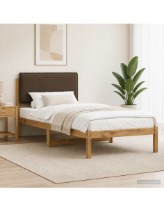 Letto con Testiera Rivestita Bianco lavato e taupe 100 x 200 cm