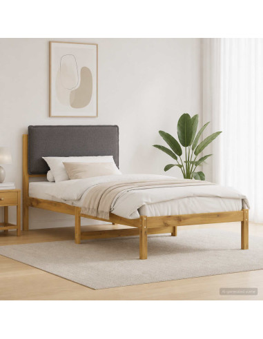Letto con Testiera Rivestita Bianco lavato e grigio chiaro