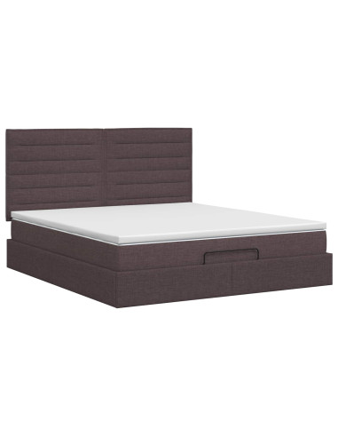 Letto ottomano con materasso Marrone Scuro 140 x 190 cm Tessuto