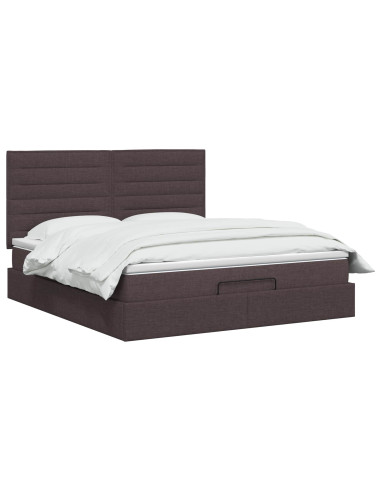 Letto Ottomano con Materasso e LED Marrone Scuro 140 x 190 cm