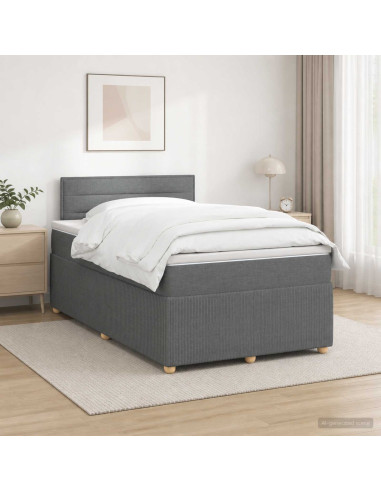 Letto box spring con materasso Grigio Scuro 120 x 200 cm