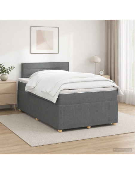 Letto box spring con materasso Grigio Scuro 120 x 200 cm