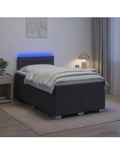 Letto con Box Spring, Materasso e LED Grigio Scuro 120 x 190 cm