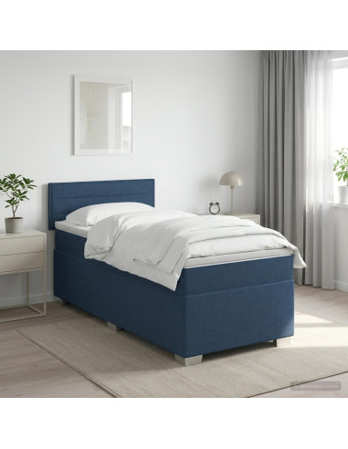 Letto con Box Spring, Materasso e LED Marrone Scuro Tessuto