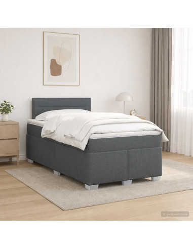 Letto con Box Spring, Materasso e LED Grigio Scuro 120 x 190 cm