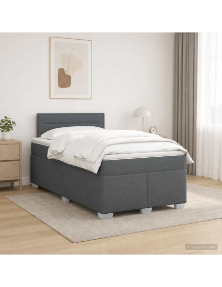 Letto con Box Spring, Materasso e LED Grigio Scuro 120 x 190 cm