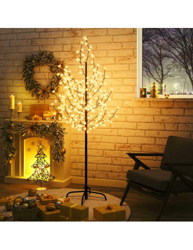 Albero di Ciliegio con 200 LED Bianco Caldo 180 cm
