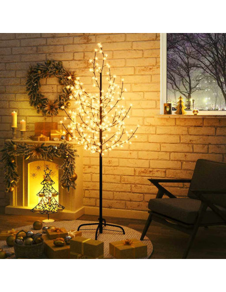 Albero di Ciliegio con 200 LED Bianco Caldo 180 cm