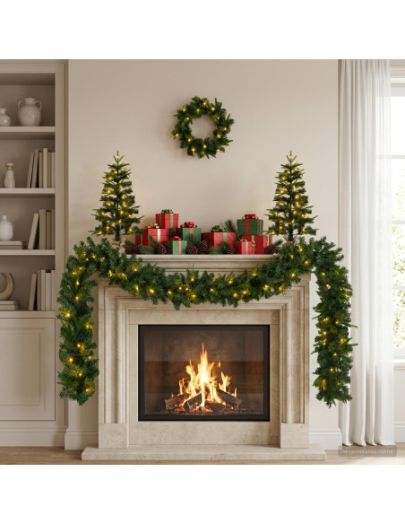 Set mini alberi di Natale 60 cm 125 LED Bianco caldo PVC e PE