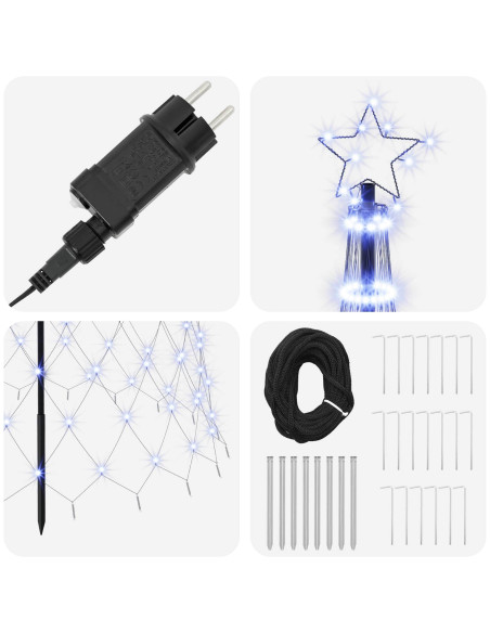 Albero di Natale LED 500 cm 550 LED Blu Ferro Nero
