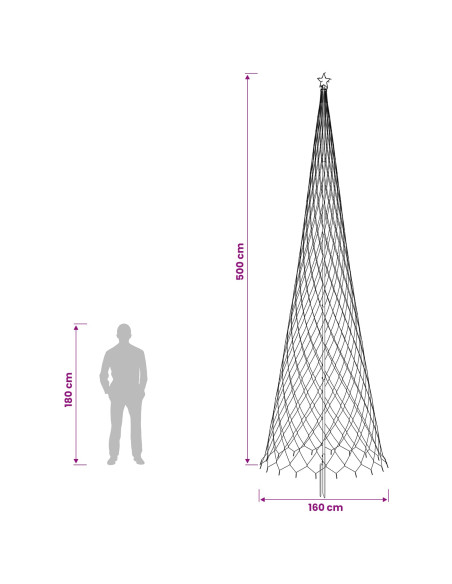 Albero di Natale LED 500 cm 550 LED Blu Ferro Nero