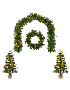 Set mini alberi di Natale 60 cm 125 LED Bianco caldo PVC e PE 2