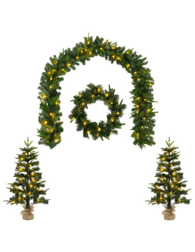 Set mini alberi di Natale 60 cm 125 LED Bianco caldo PVC e PE